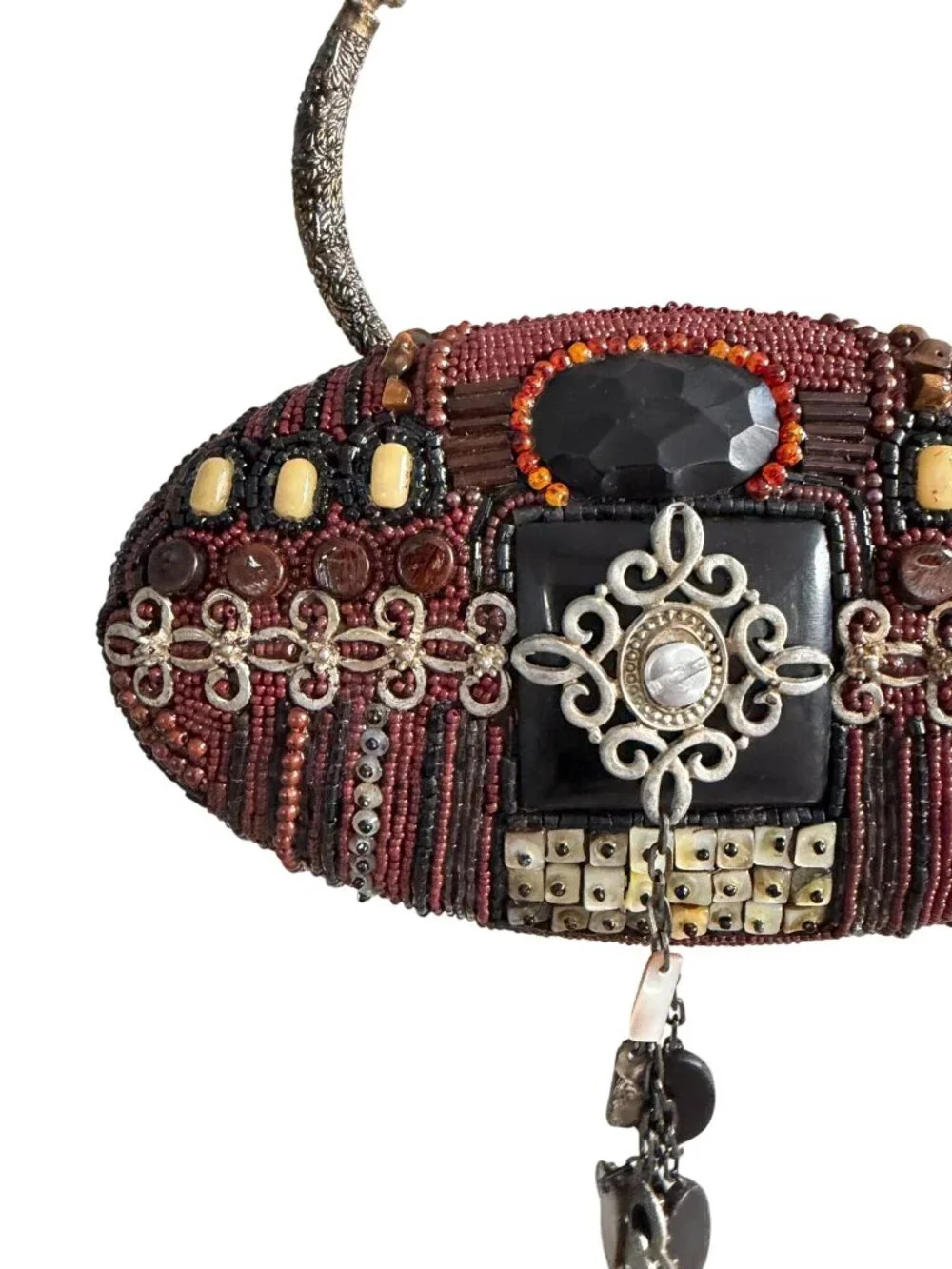 MARY FRANCES Beaded Top Handle Evening Bag
